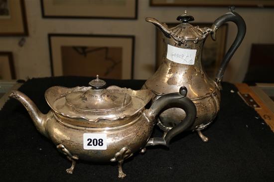 Silver coffee pot and teapot
